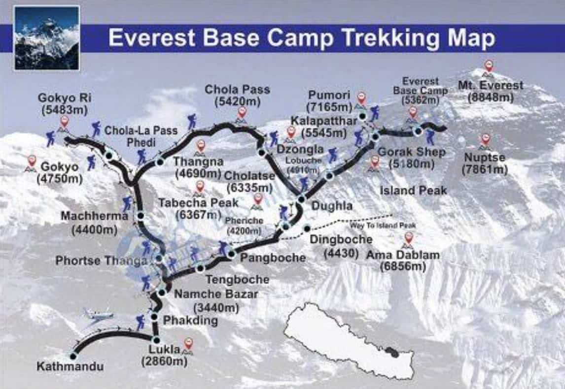 Everest Base Camp Trekking (16 Tage) Everest Base Camp Trekking Karte