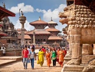Kathmandu, Straße am Durbarplatz